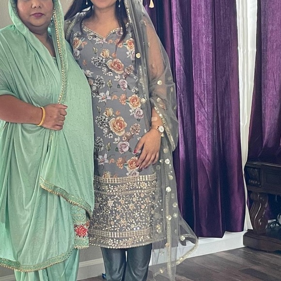 Trendy grey Indian Salwar Kameez chudidar bottom - Picture 3 of 4